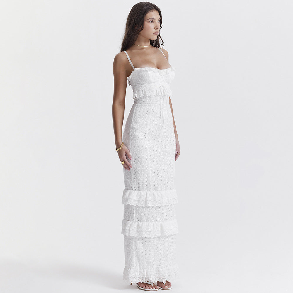 Sling Ruffles Sexy Midi Dress