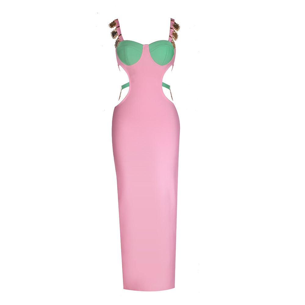 Backless Cutout Split Bandage Dress Flaxmaker