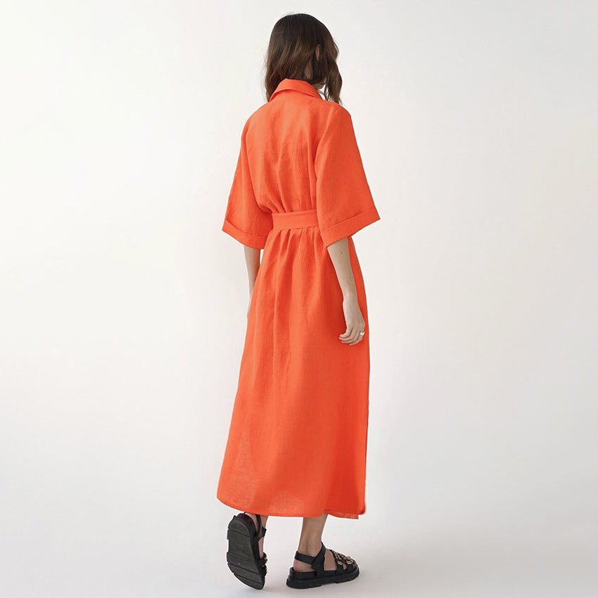 Fashion Lace Up Solid Color Dress