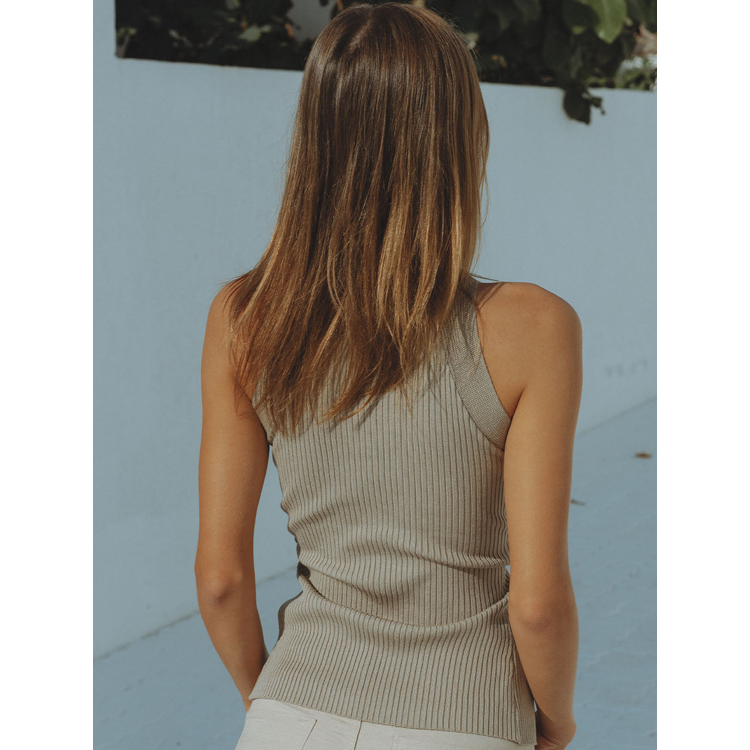Irregular Stand Collar Cut Out Knit Top