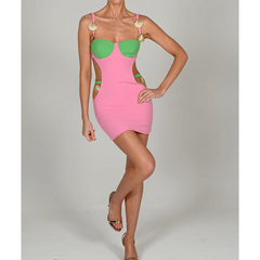 Color Block Expose Waist Mini Dress