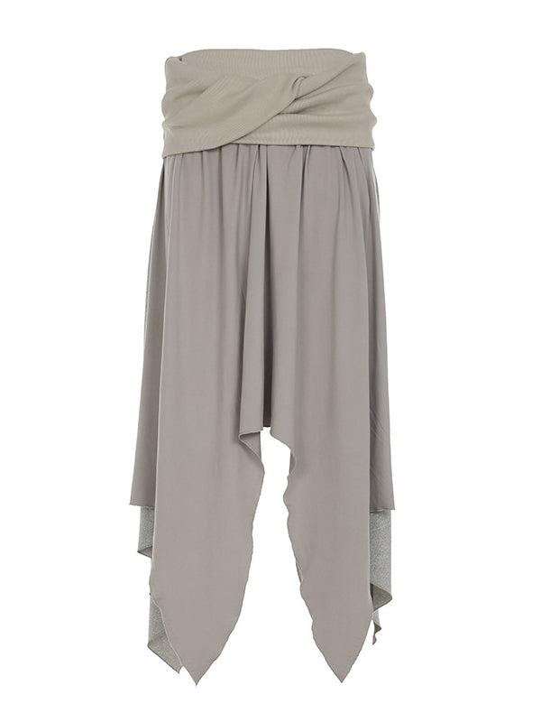 Irregular Cross Pleated Two-Way Tube Dress