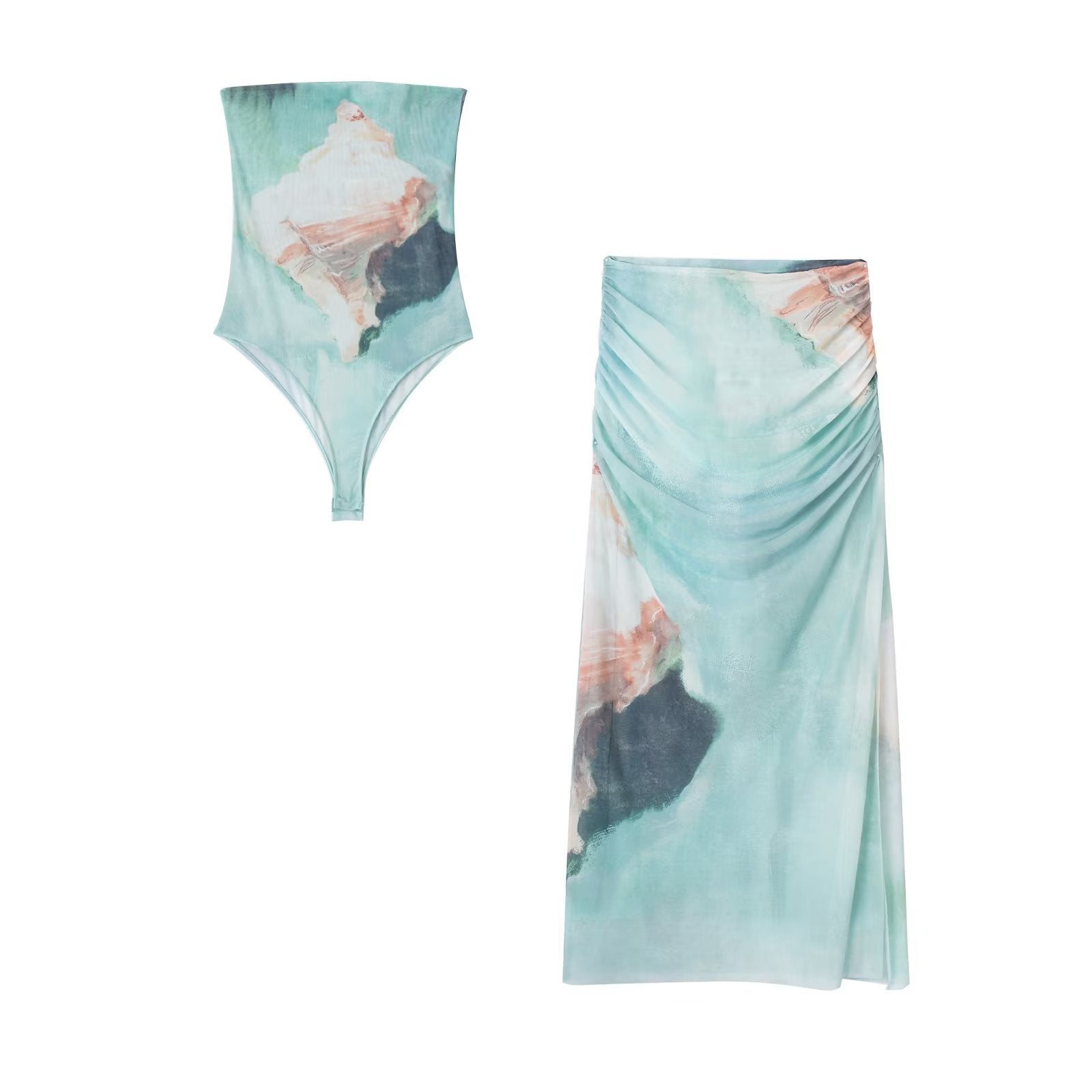Printed Tulle Bodysuit and Dress