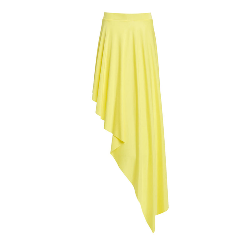 Asymmetrical Sling Solid Color One Piece Swimsuit and Skirt Flaxmaker