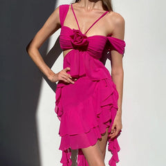Sling Cut Out 3D Flower Dress