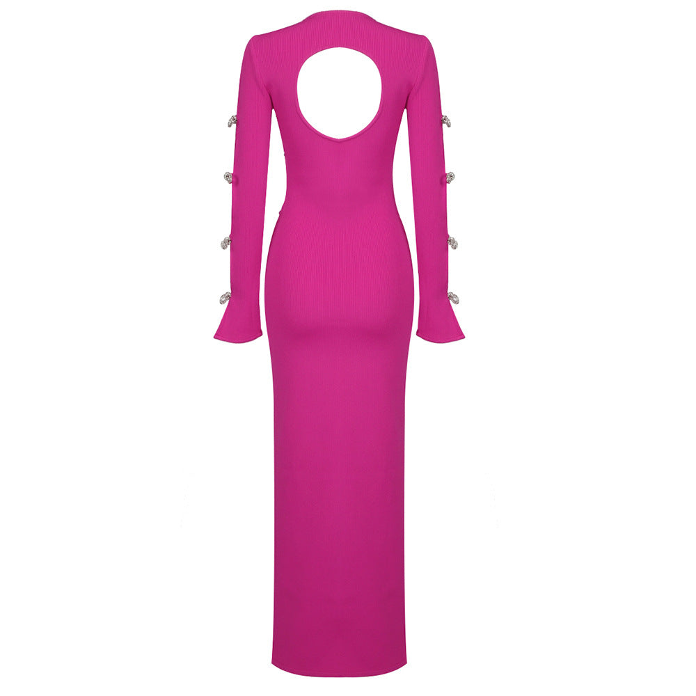 Bowknot Pink Cutout Elastic Bandage Dress