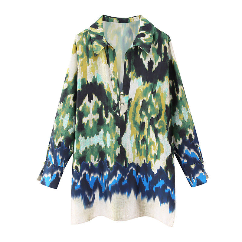 Casual Printed Two Piece Shirt and Pants Set Flaxmaker