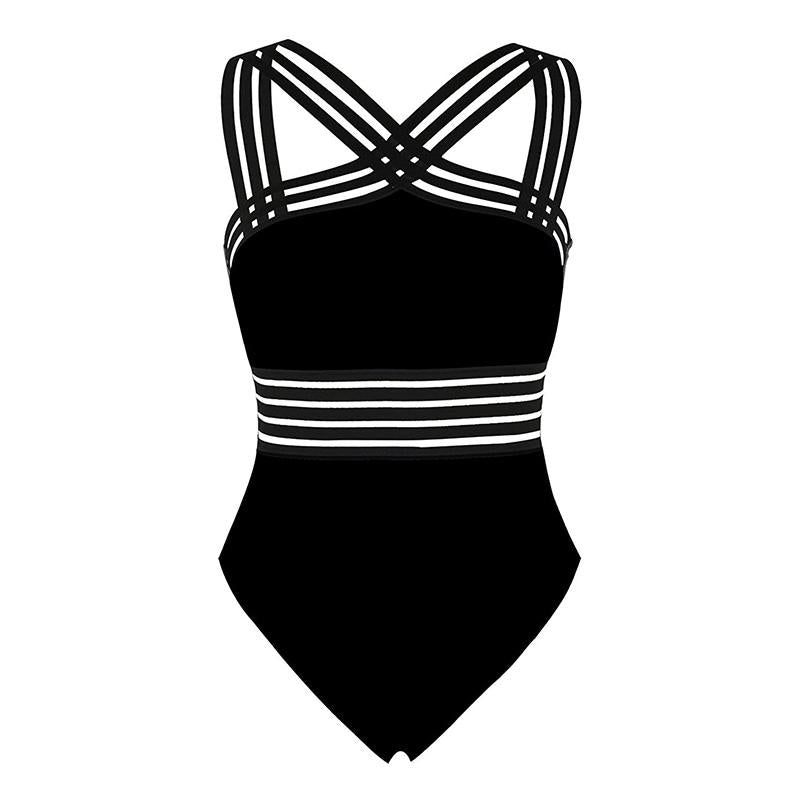 Black Mesh Splicing Sexy One Piece Swimsuit