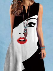 Figure Loose Plus Size V-neck Mini Dresses