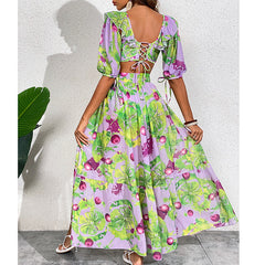 Removable Sleeves Printed One Piece Swimsuit and Skirt Flaxmaker