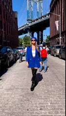 Fashion Blue Blazer Two Piece Set