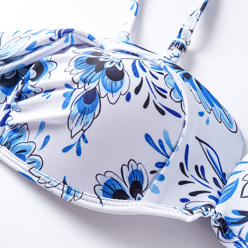 Flaxmaker Printed Bikini Swimsuit and Skirt