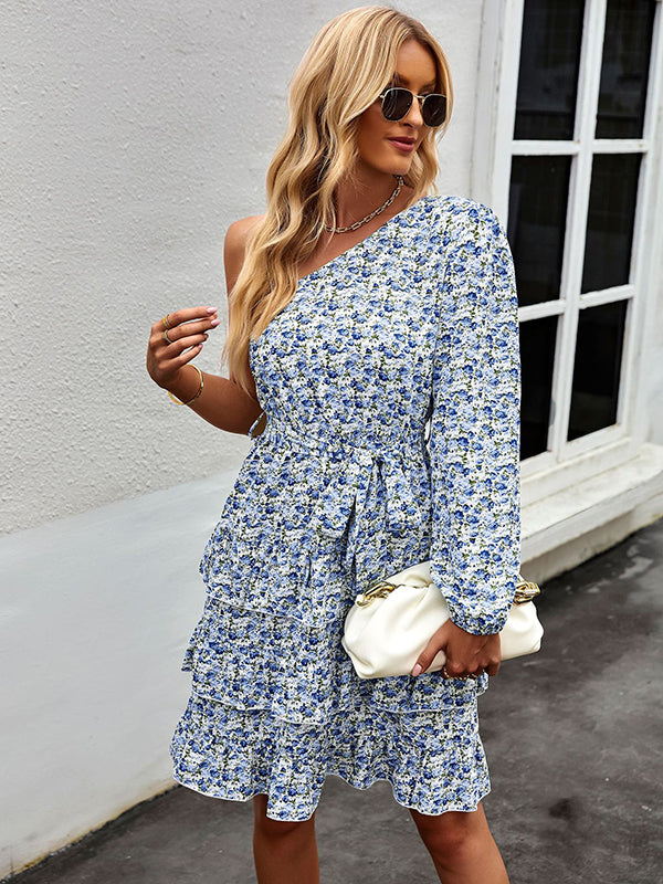 Bohemia A-Line Floral One-Shoulder Dress