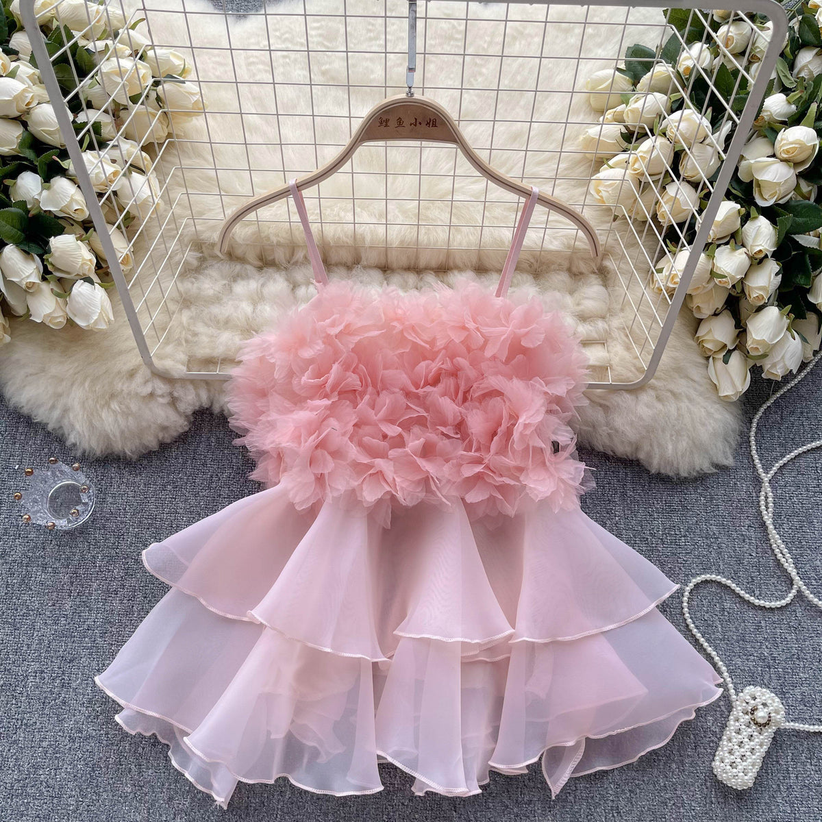 Sweet 3D Flower Organza Top
