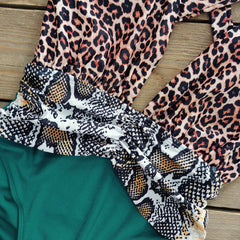 V Neck Animal Printed One Piece Swimsuit