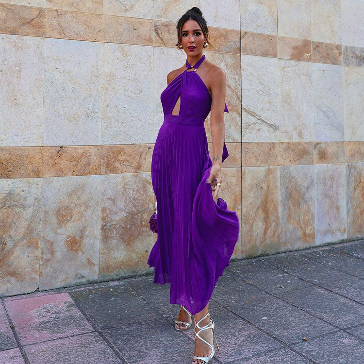 Halter Cutout Backless Dress