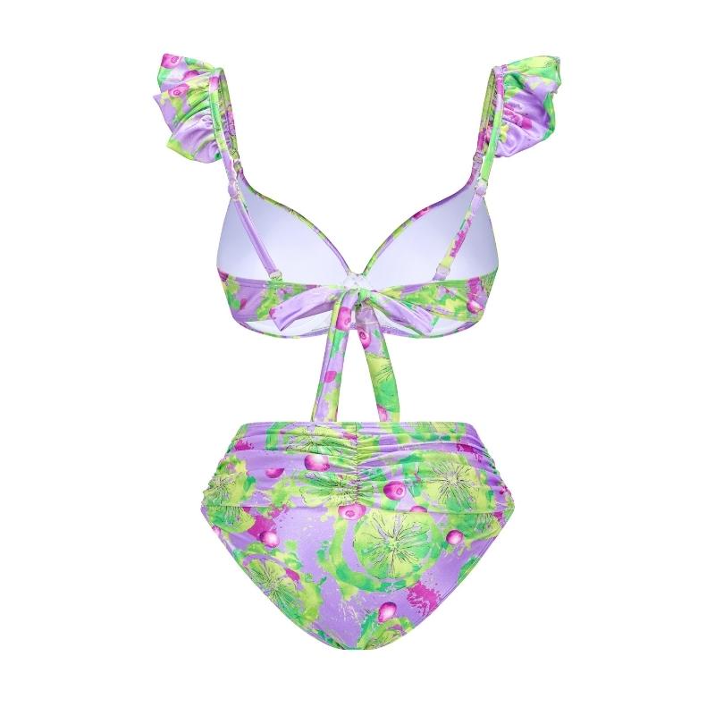 Mini Ruffled Printed Bikini Swimsuit and Skirt