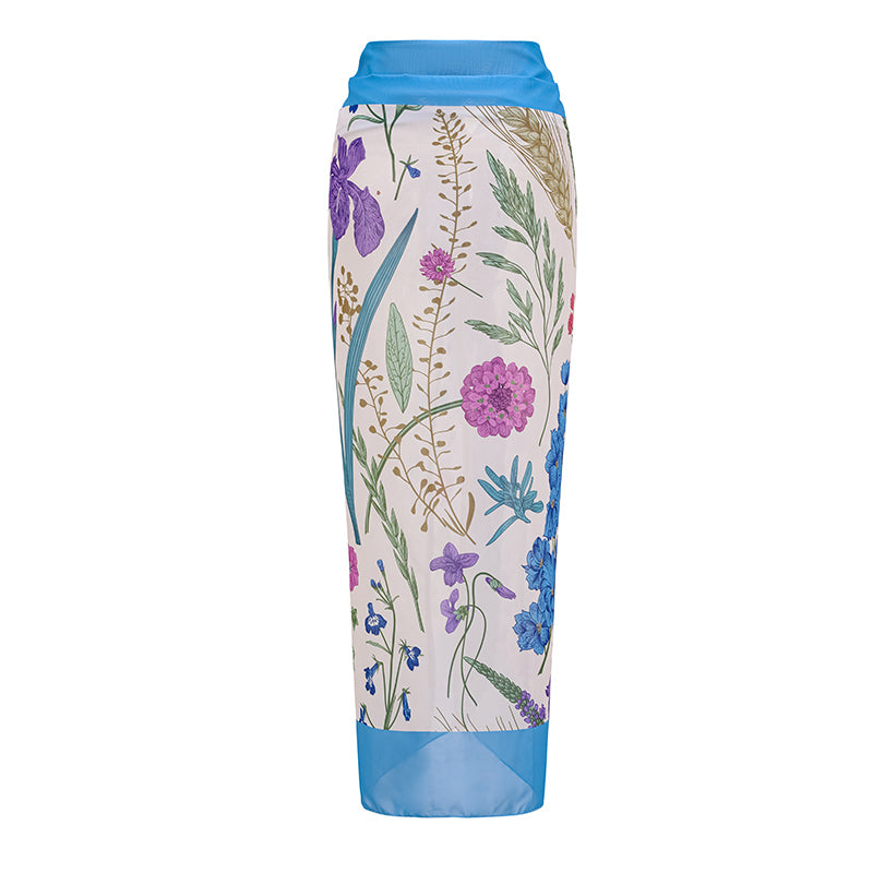 Ruffle Printed  One Piece Swimsuit and Sarong Flaxmaker