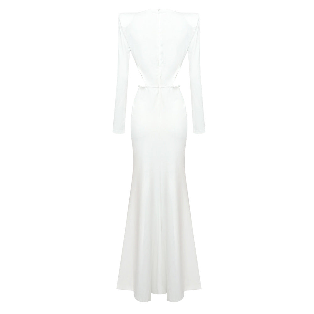 Pleated Cutout Cross Maxi Dress
