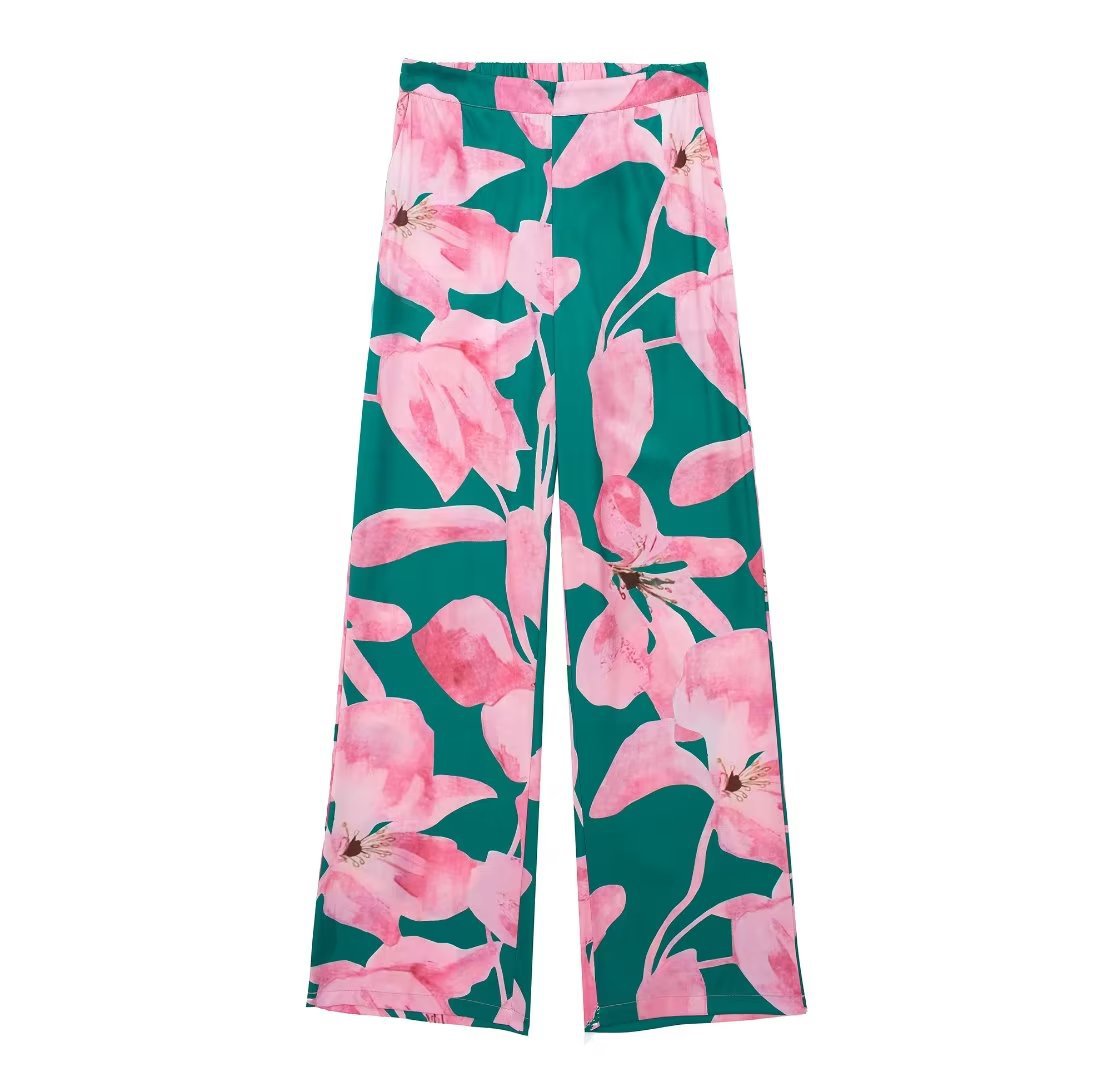 Casual Flower Print Shirt and Pants Sets Flaxmaker