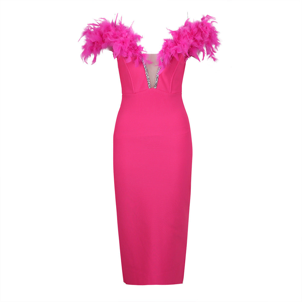 Sexy Bandeau Feathers Dress