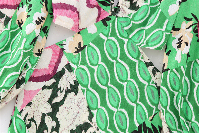 Cross  Backless Graphic Printed Dress