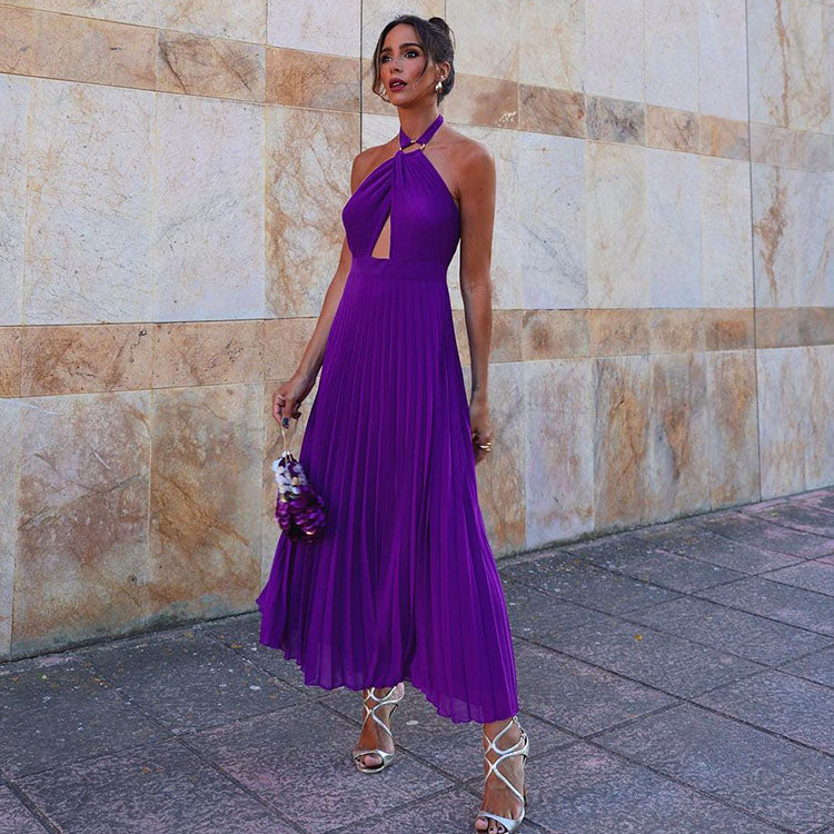 Halter Cutout Backless Dress
