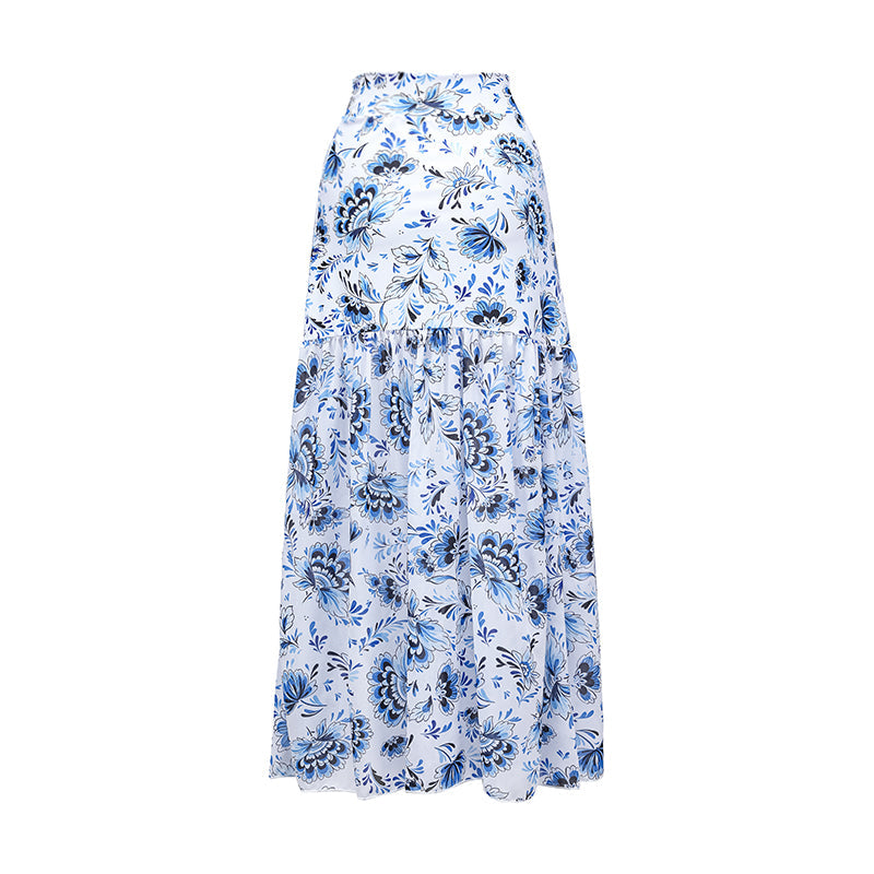 Flaxmaker Printed Bikini Swimsuit and Skirt