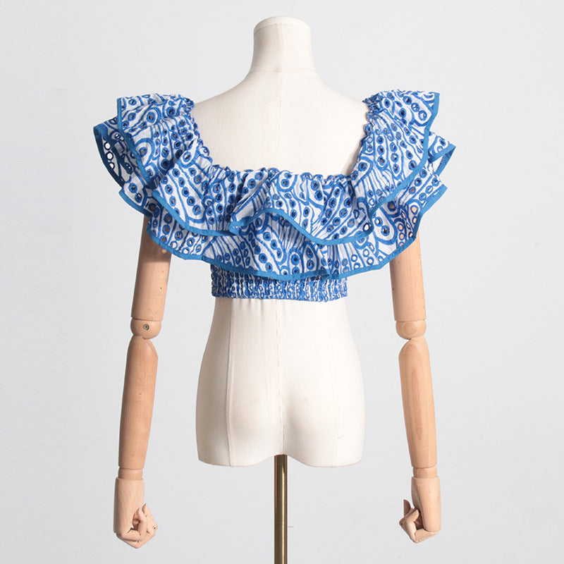 Ruffled Charmeuse Top and Skirt Set