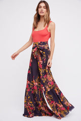 Waist Bowknot Tie Printed Beach Pants