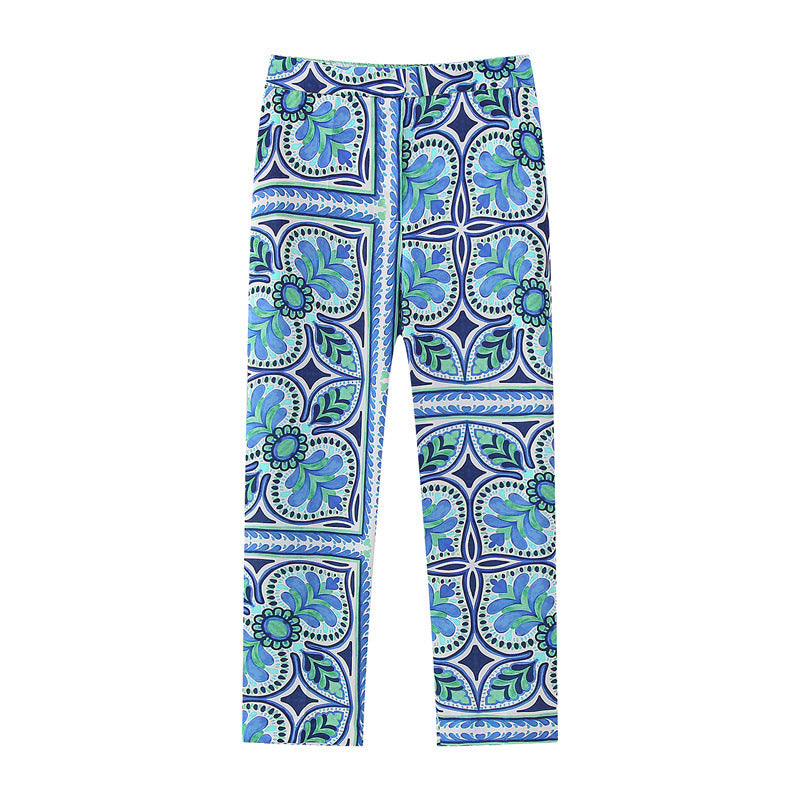 Graphic Printed Blue Shirt and Pants Set