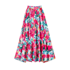 Halter Cutout Floral One Piece Swimsuit and Skirt Flaxmaker