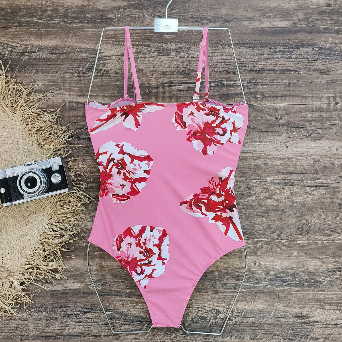 V Neck Printed One Piece Swimsuit and Cardigan