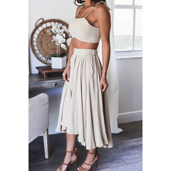 Fashion  Solid Color Sling Two Piece Set