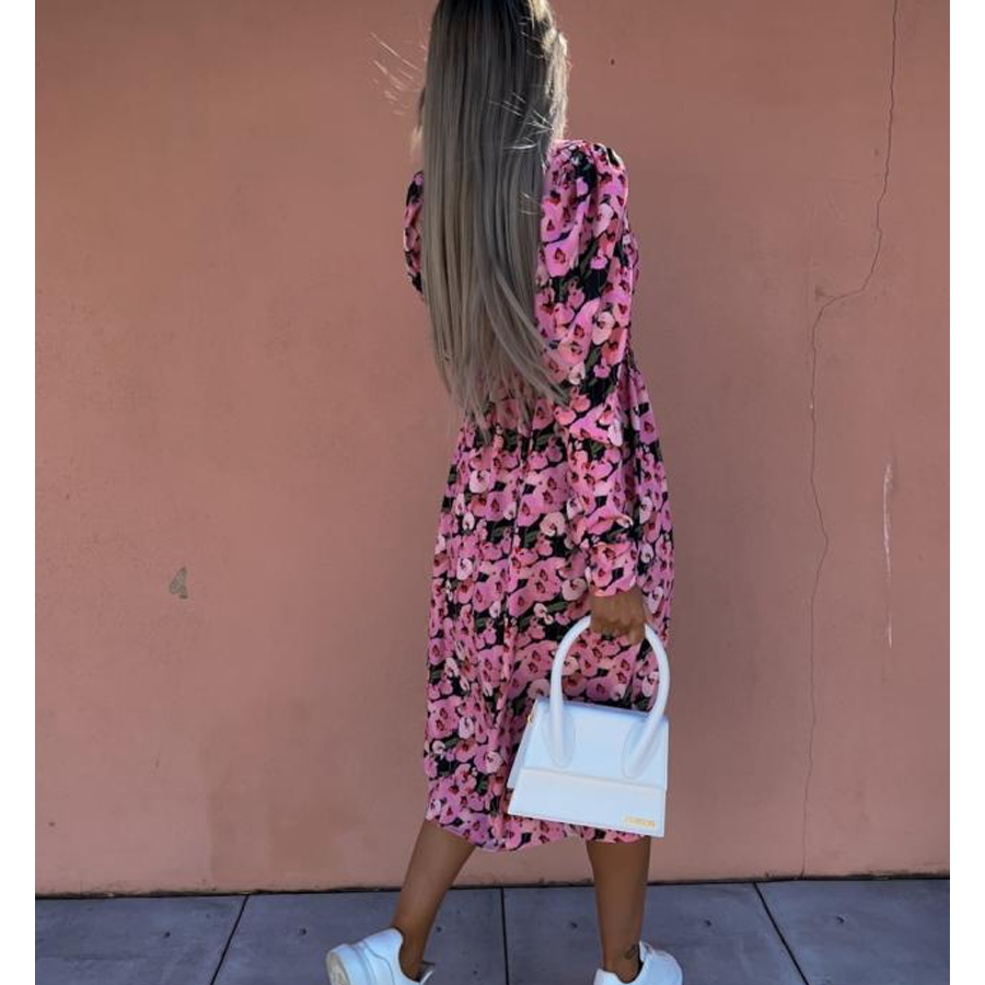 V Neck Floral Printed Dress