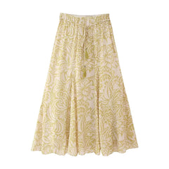 Printed Lace Up Shirt and Skirt Sets Flaxmaker