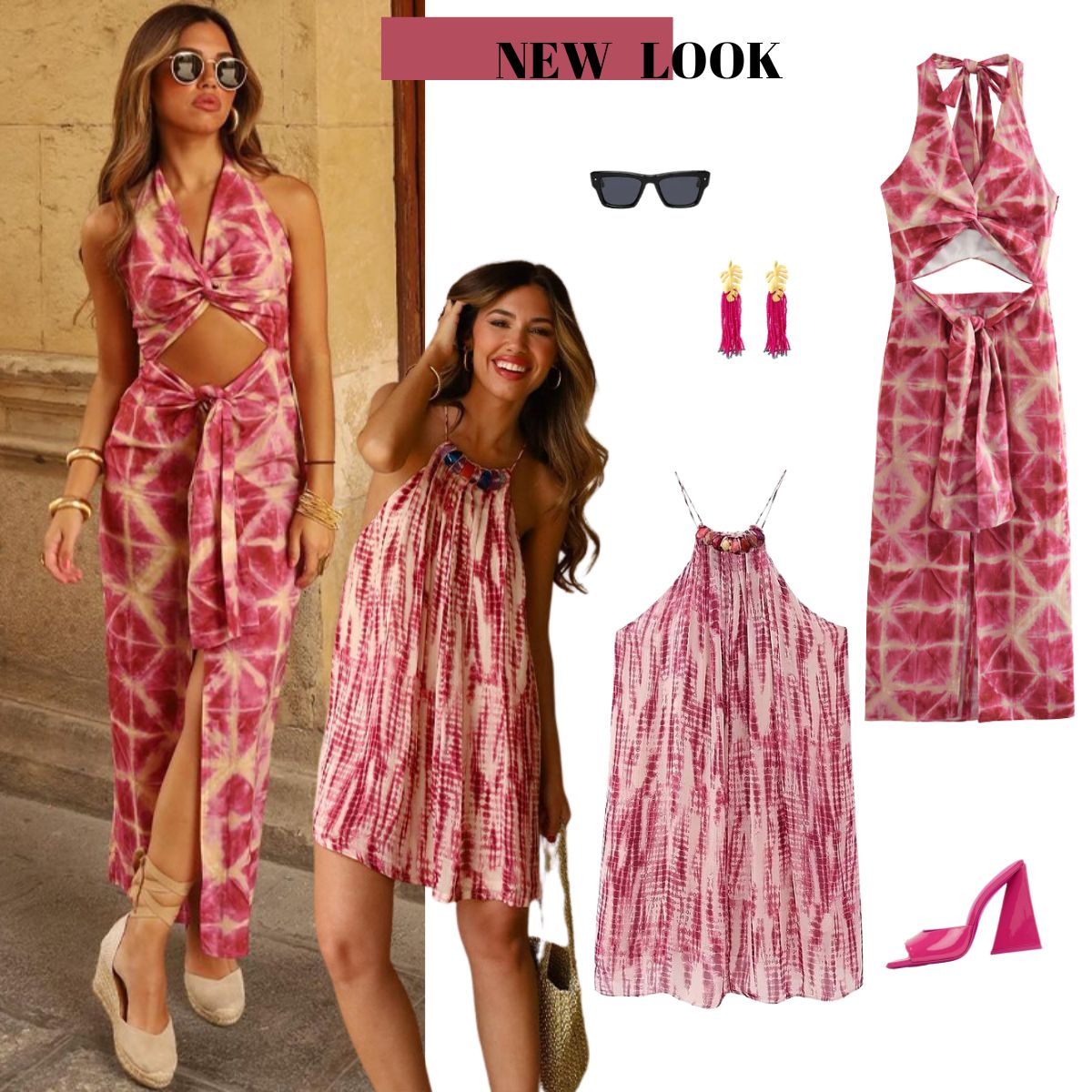 Halter Cut Out Printed Dress