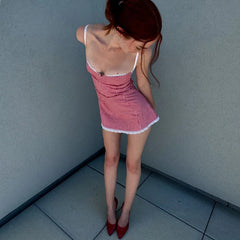 Plaid Well Mini Spaghetti Dress