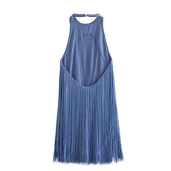 Halter Backless Fringe Mini Dress Flaxmaker