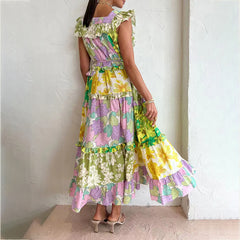 Ruffle Printed Midi Dress