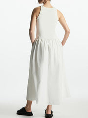 Casual Sleeveless Solid Color Round-Neck Midi Dresses