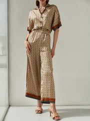 Fashion Coffee Graphic Printed Two Piece Set