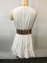Vintage Floral Patchwork Sleeveless Ruffled Mini Dresses