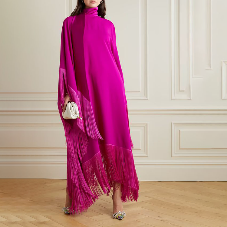 Tassel Solid Color Maxi Dress