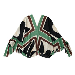 Cuff Bowknot Decor Printed Shirt and Pants