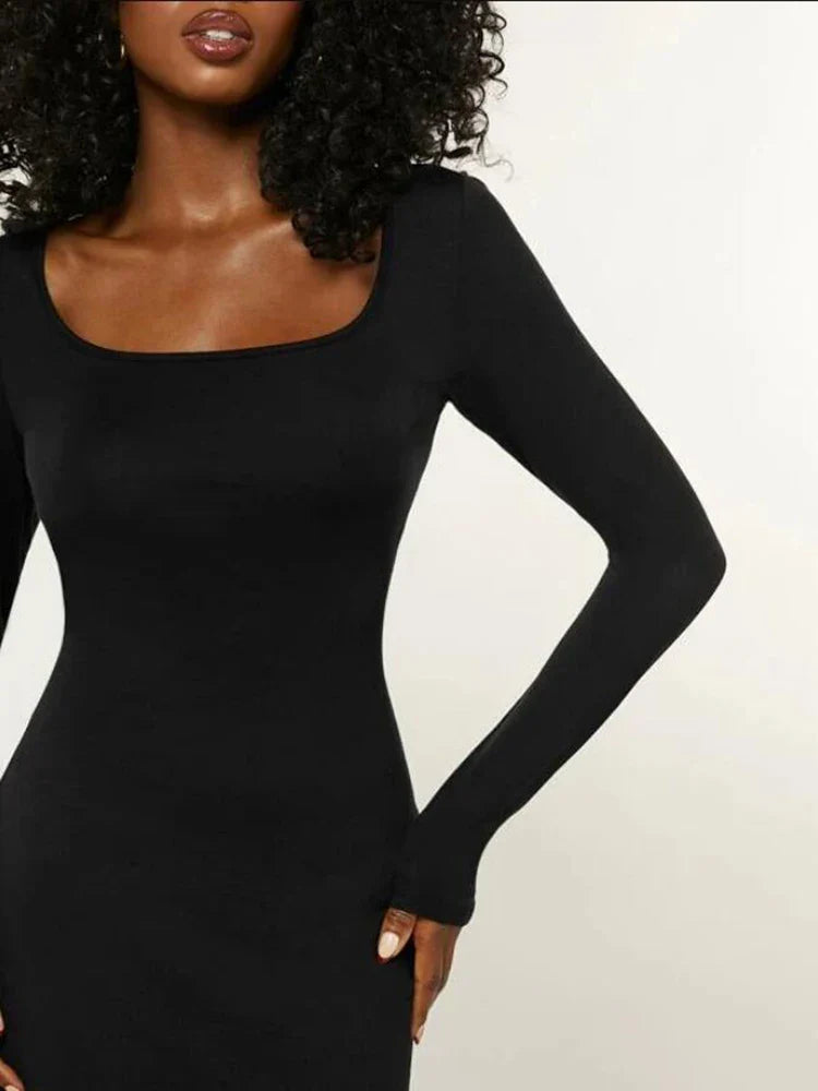 Basics Solid Long Sleeve Bodycon Maxi women Midi Dresses – JeeBas