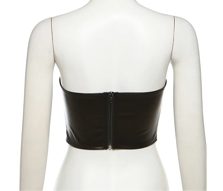 Black Pu Leather Batman Corset Top