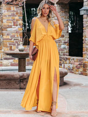 Off Shoulder Slit Maxi Boho Beach Dress