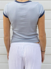 Color Patchwork Summer Streetwear Oneck Basic T shirts