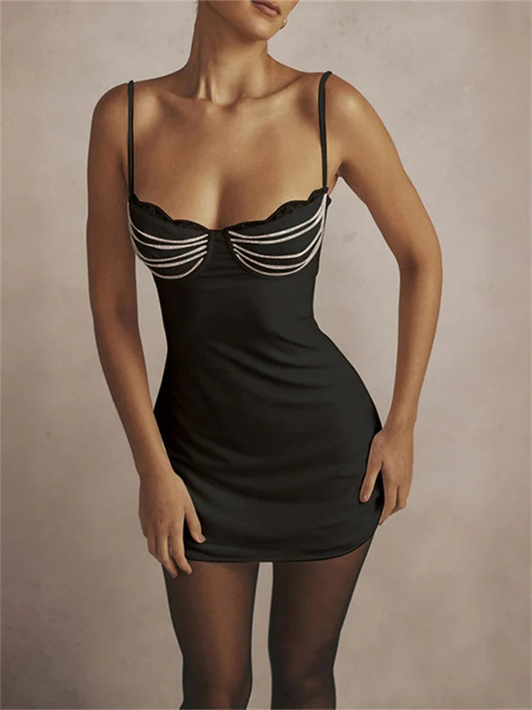 Sexy Rhinestone Chain Night Club Mini Dresses – JeeBas